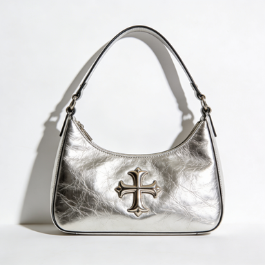 Silver Cross Pendant Underarm Bag