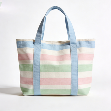 Pastel Rainbow Stripe Canvas Tote Bag