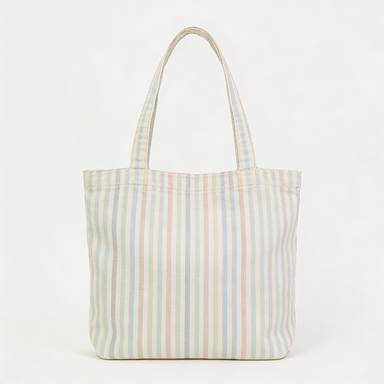Pastel Rainbow Mini Stripe Canvas Tote Bag