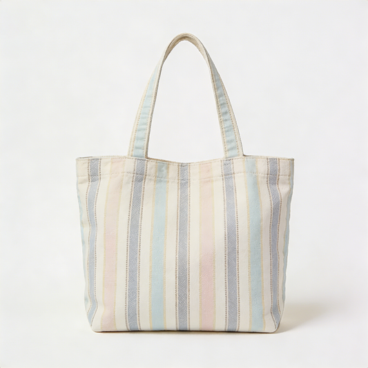 Pastel Vertical Stripe Canvas Tote Bag