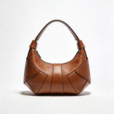 Brown Geometric Panel Underarm Shoulder Bag
