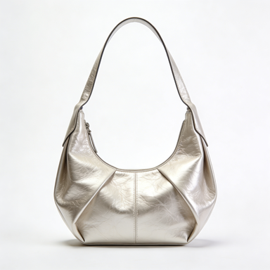 Silver Crinkled Pleated Underarm Bag