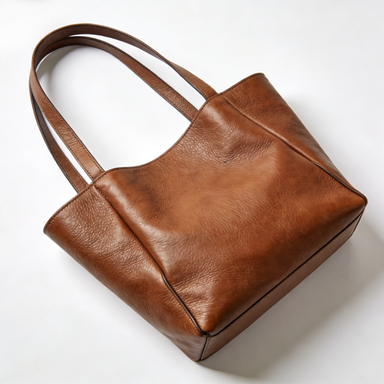 Simple Brown Pebbled Leather Tote Bag