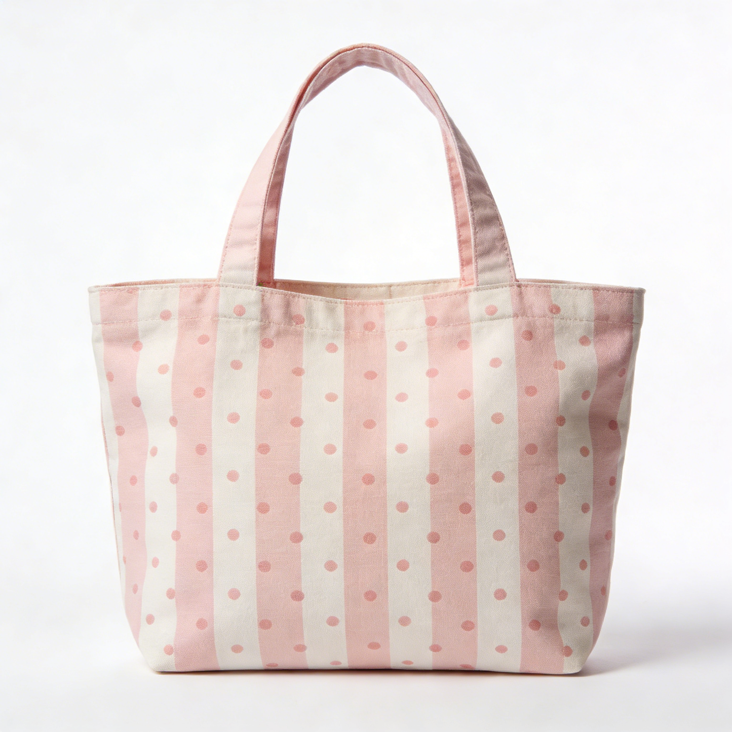 Pink Stripe & Polka Dot Canvas Tote Bag