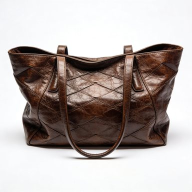 Dark Brown Quilted Leather Tote Bag
