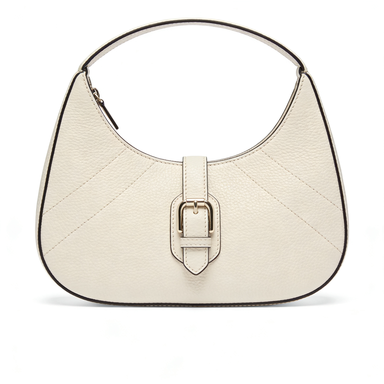 Off-White Pebbled Leather Hobo Bag with Decorative Buckle