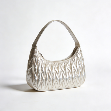 Shimmering Pearl Quilted Leather Hobo Shoulder Bag