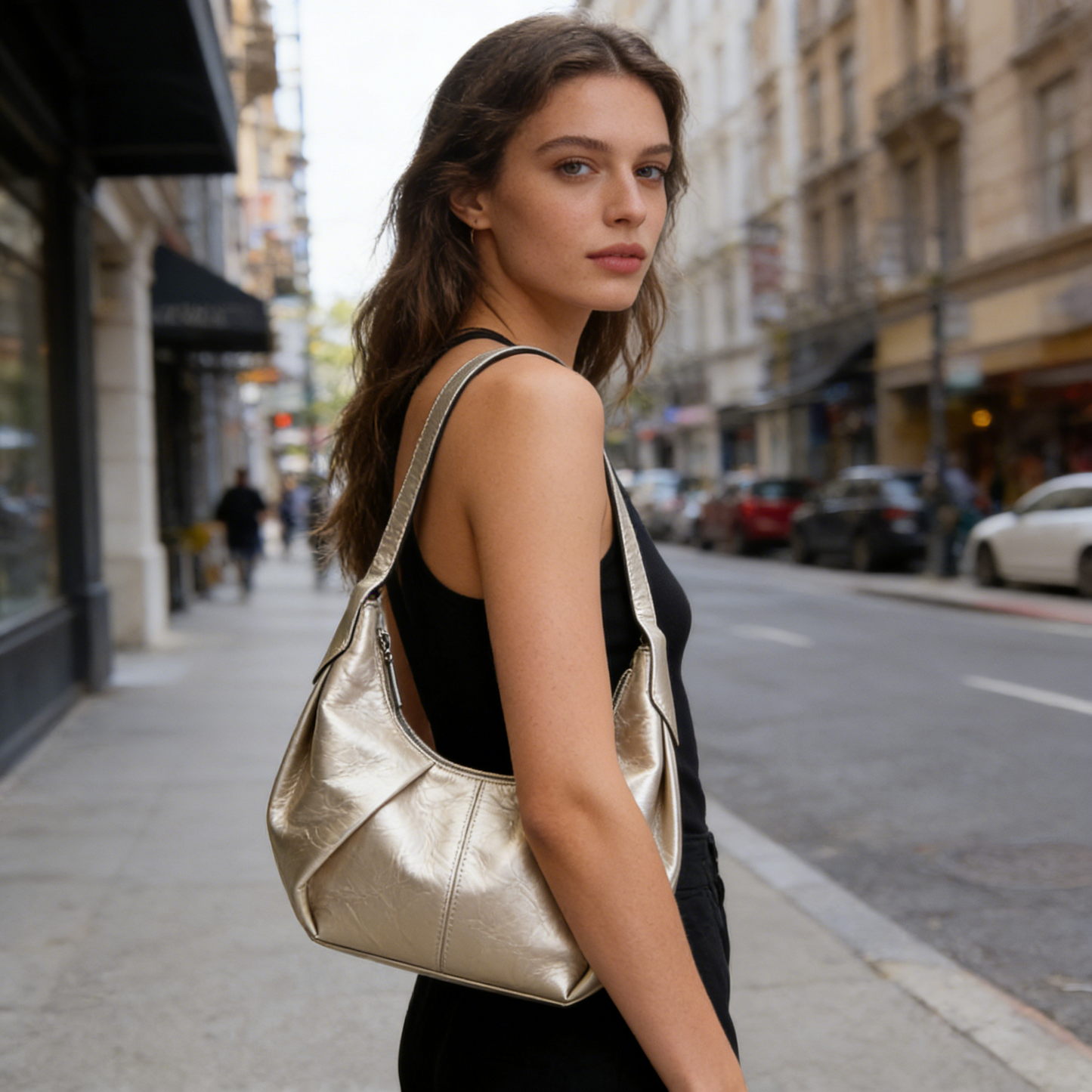 Silver Crinkled Pleated Underarm Bag