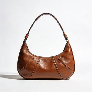 Tan Vintage Paneled Leather Hobo Shoulder Bag