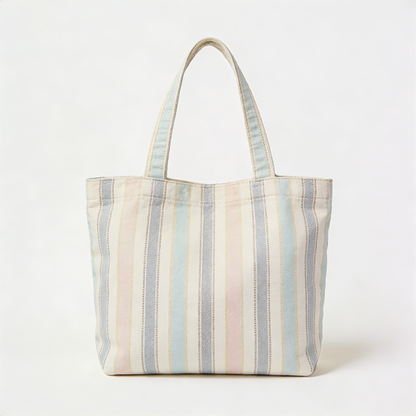 Pastel Vertical Stripe Canvas Tote Bag